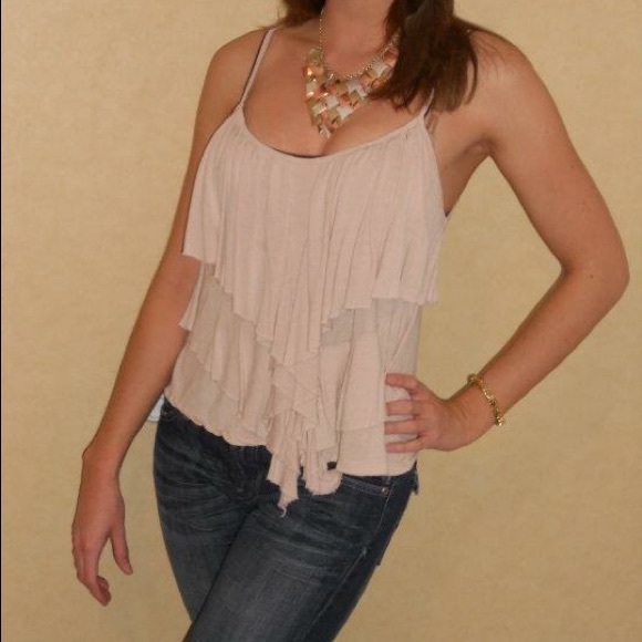Buckle Tops - Low cut frilly tank top
